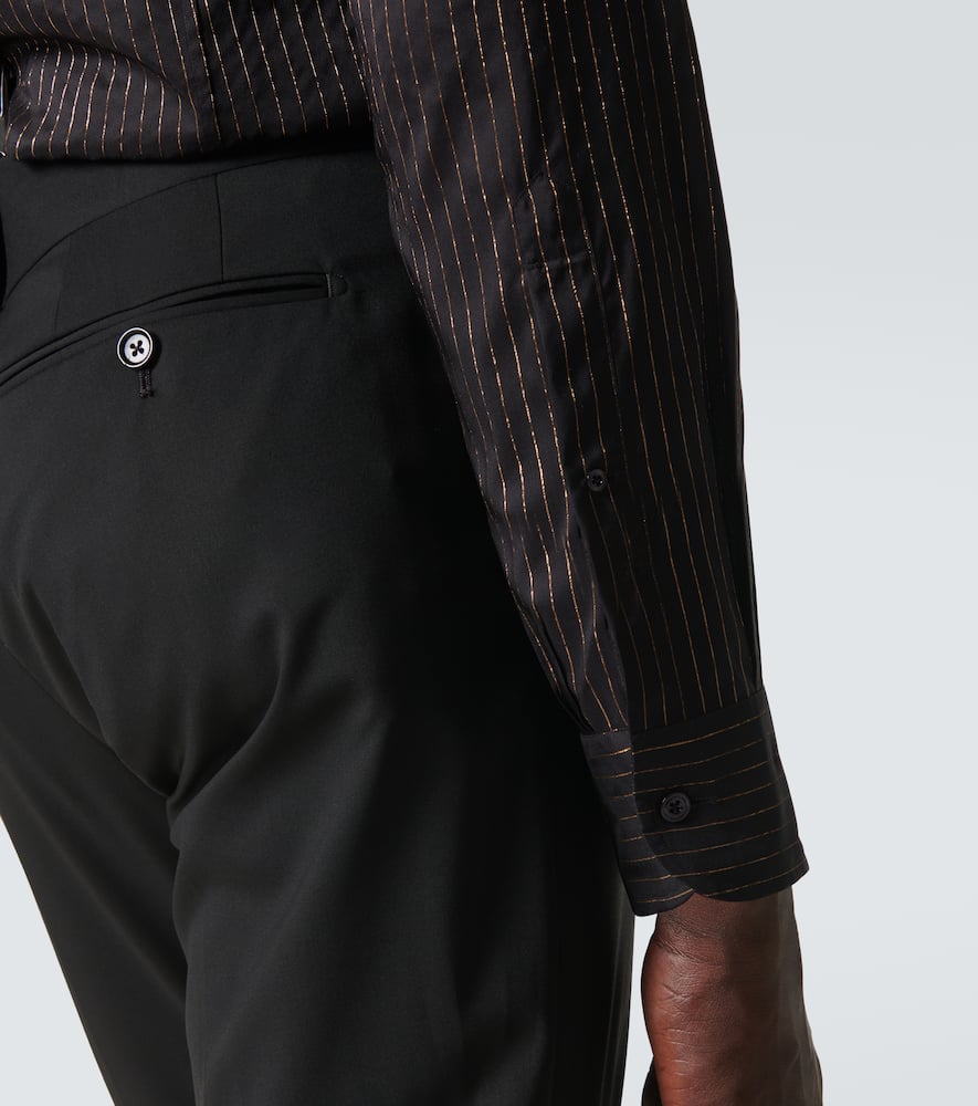 Tom Ford Long Sleeves Striped Silk Shirt In Black