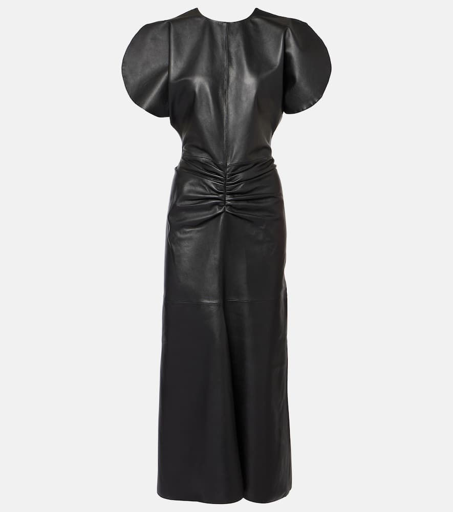 Victoria Beckham Ruched leather gown