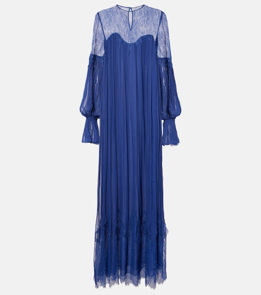 Costarellos Renia Chantilly Lace Gown In Blue
