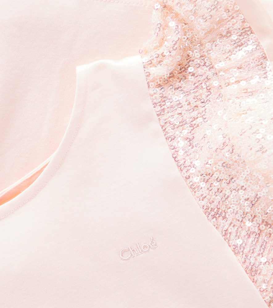 Chloé Sequined Cotton Jersey Top In Petal Pink