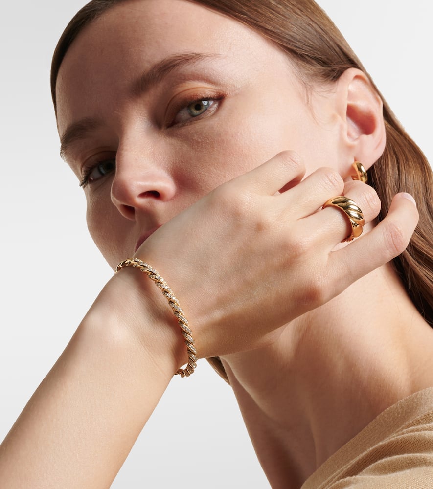 David Yurman Armreif Sculpted Cable Flex Aus 18kt Gelbgold Mit Diamanten In Gold