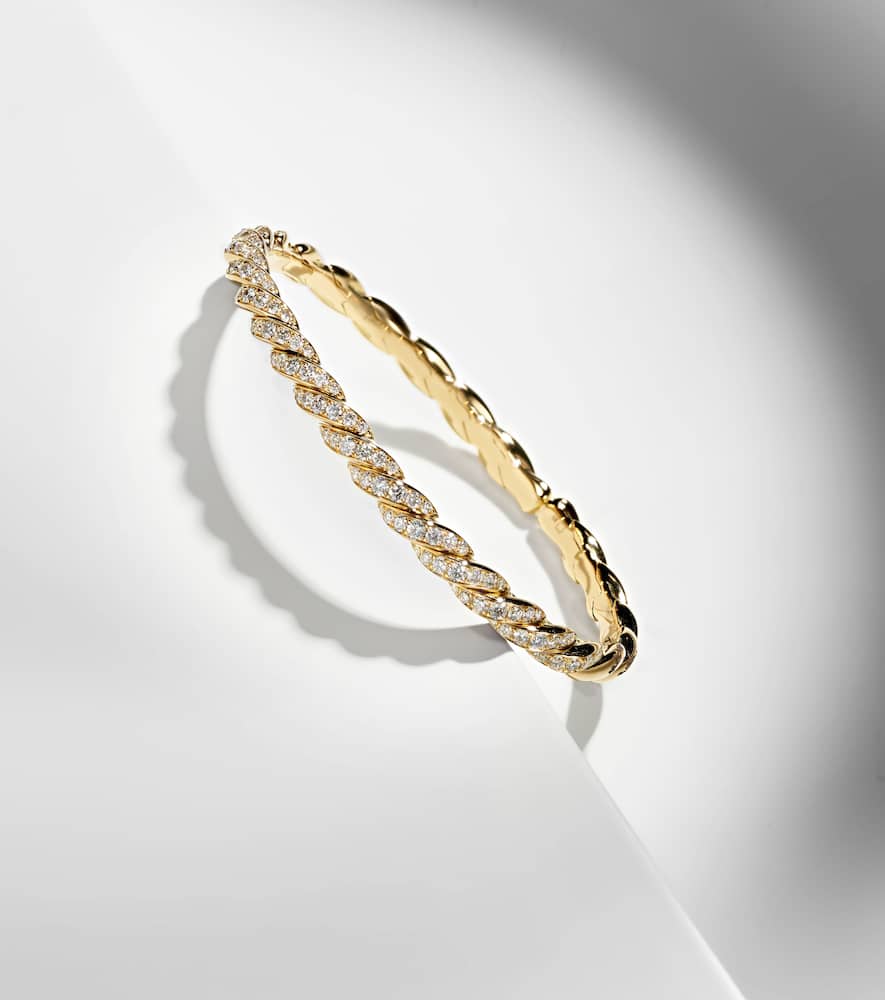 David Yurman Armreif Sculpted Cable Flex Aus 18kt Gelbgold Mit Diamanten In Gold