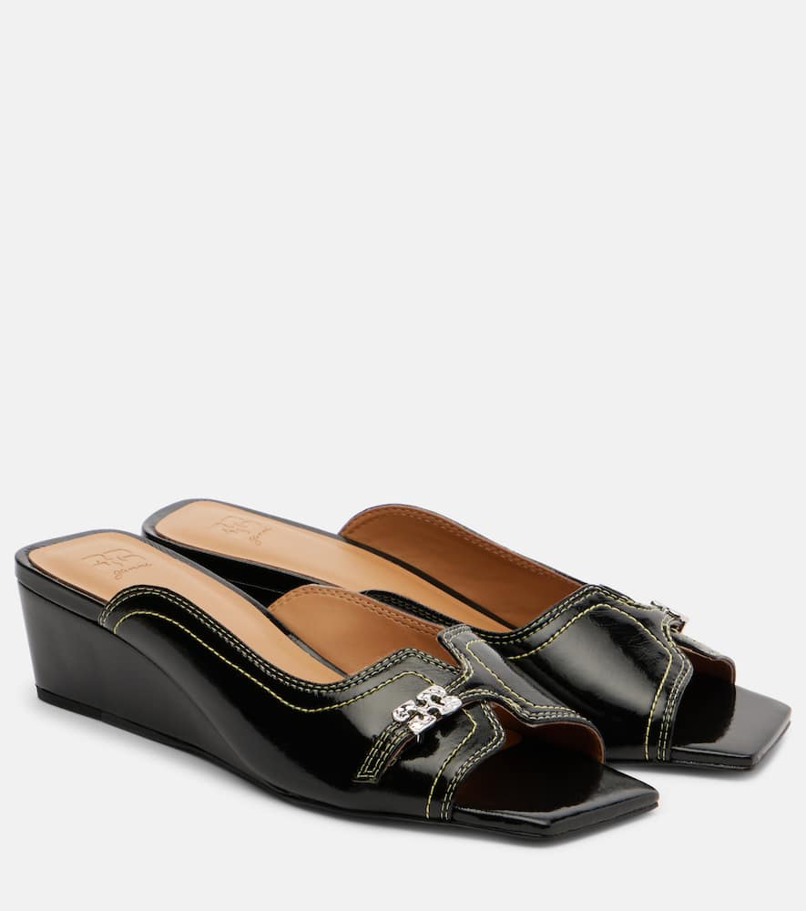 Butterfly wedge mules