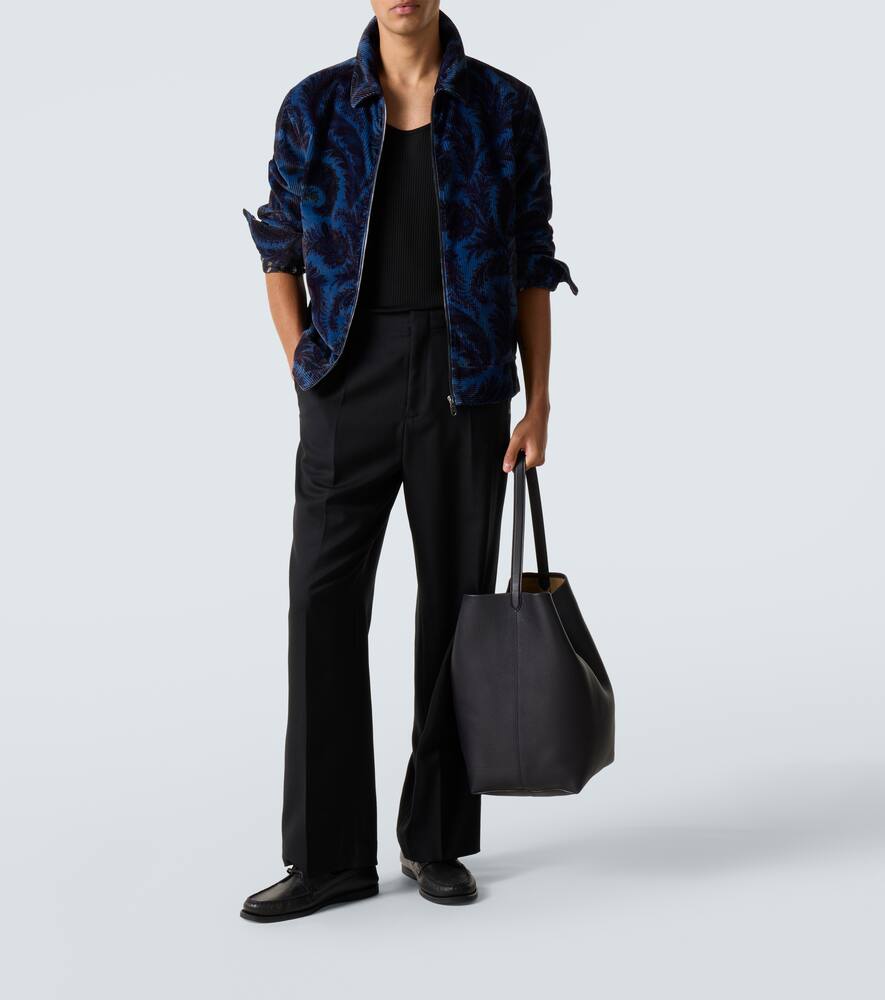 Etro Velvet Bomber Jacket With Print In Blue