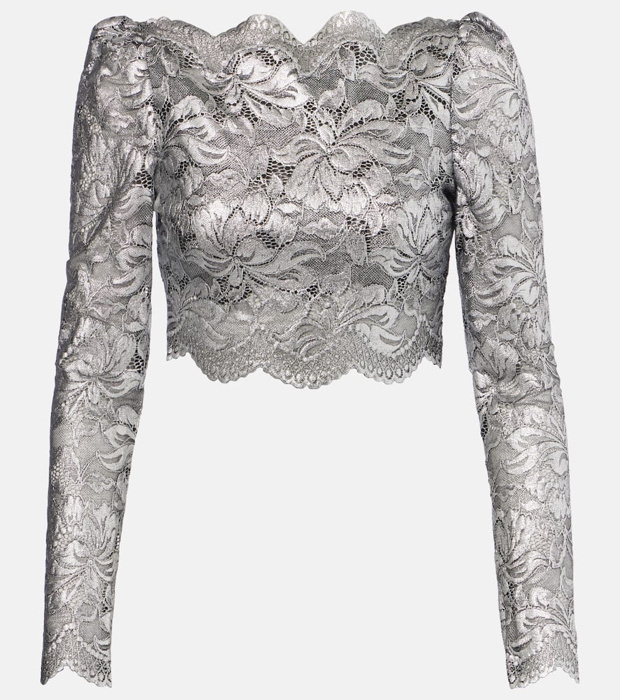 Floral cropped lace top