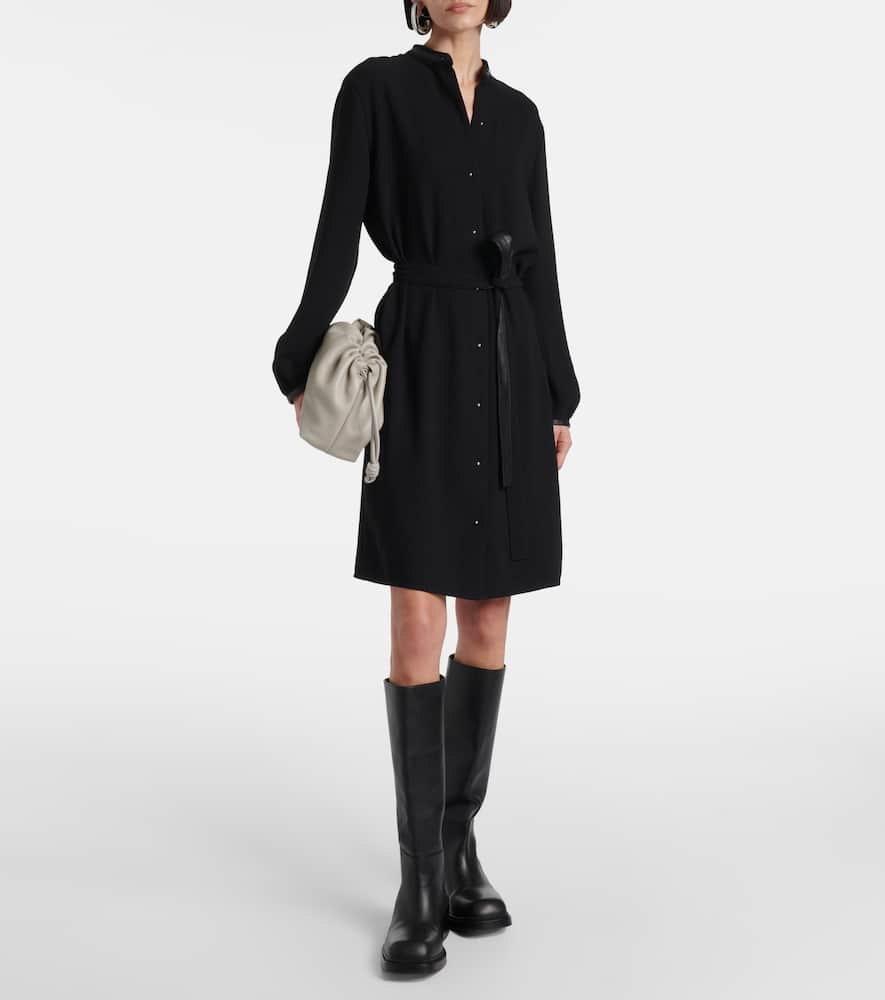Vince Faux Leather-trimmed Shirt Dress In Black