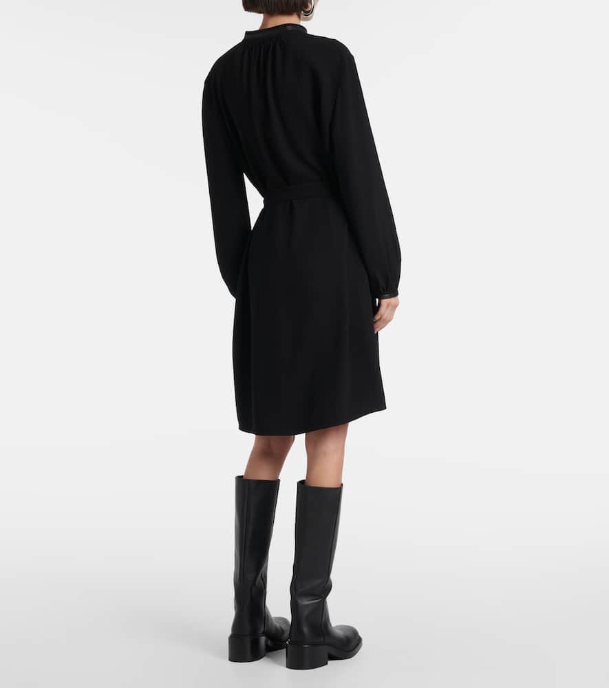 Vince Faux Leather-trimmed Shirt Dress In Black