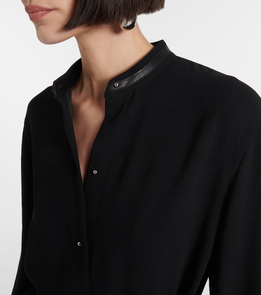 Vince Faux Leather-trimmed Shirt Dress In Black