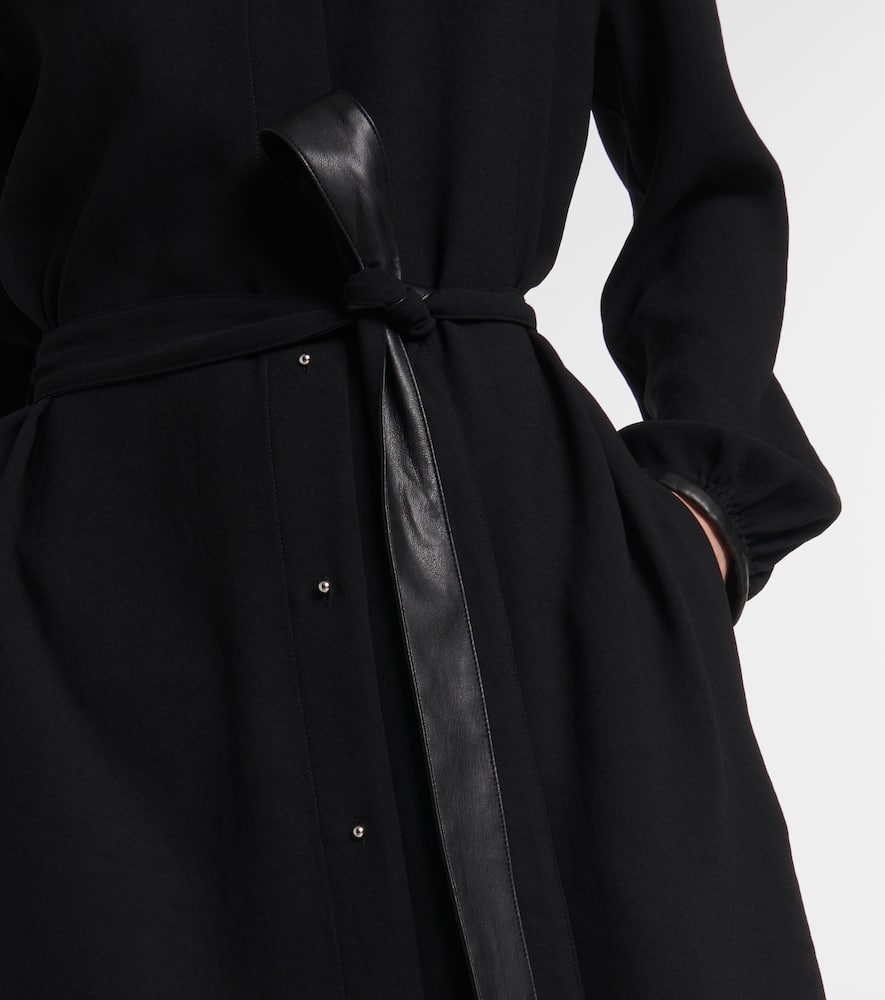 Vince Faux Leather-trimmed Shirt Dress In Black