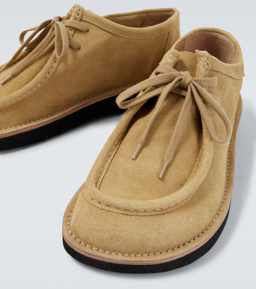 Loewe Faro Lace Up Shoes In Suede Calfskin In Brown