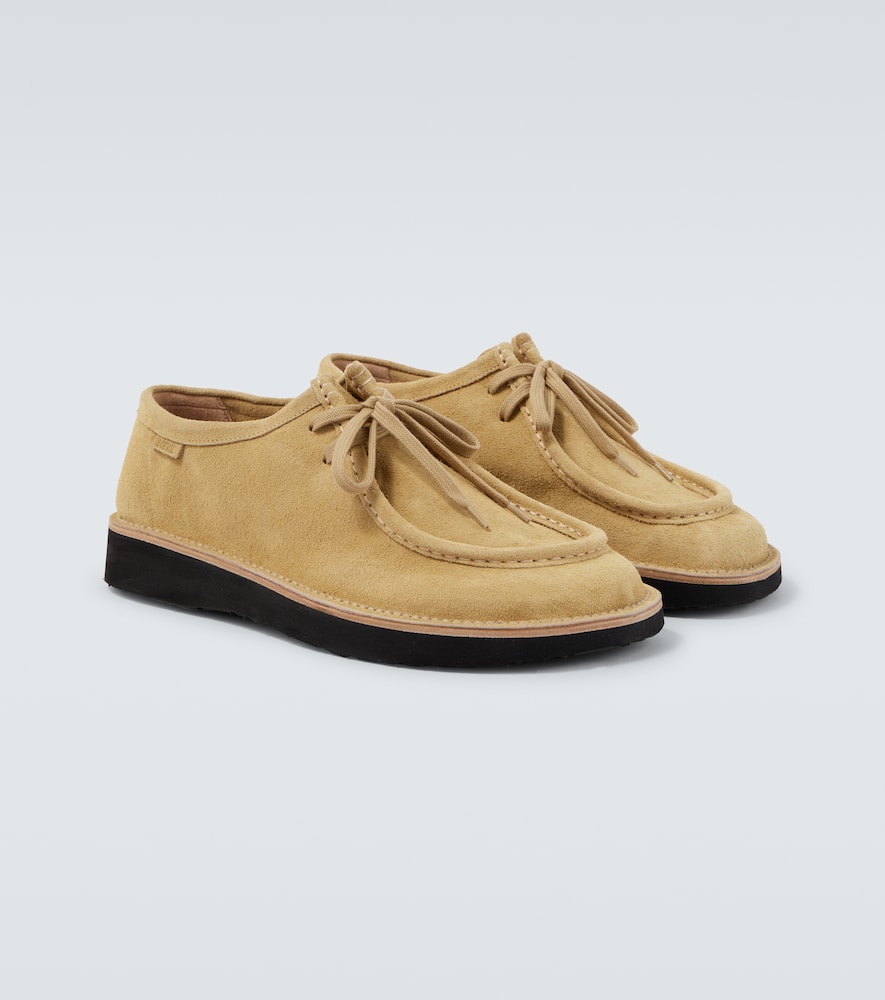 Loewe Faro Lace Up Shoes In Suede Calfskin In Brown