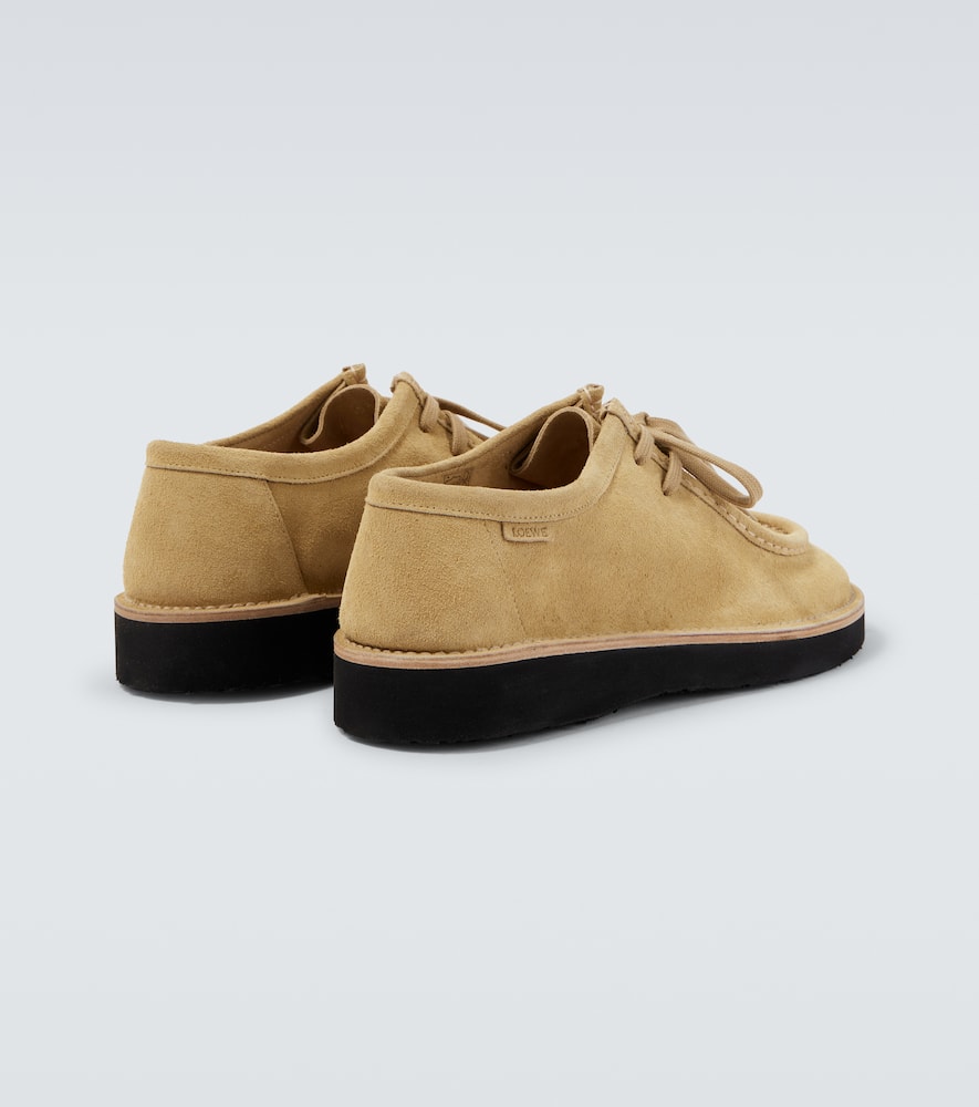 Loewe Faro Lace Up Shoes In Suede Calfskin In Brown