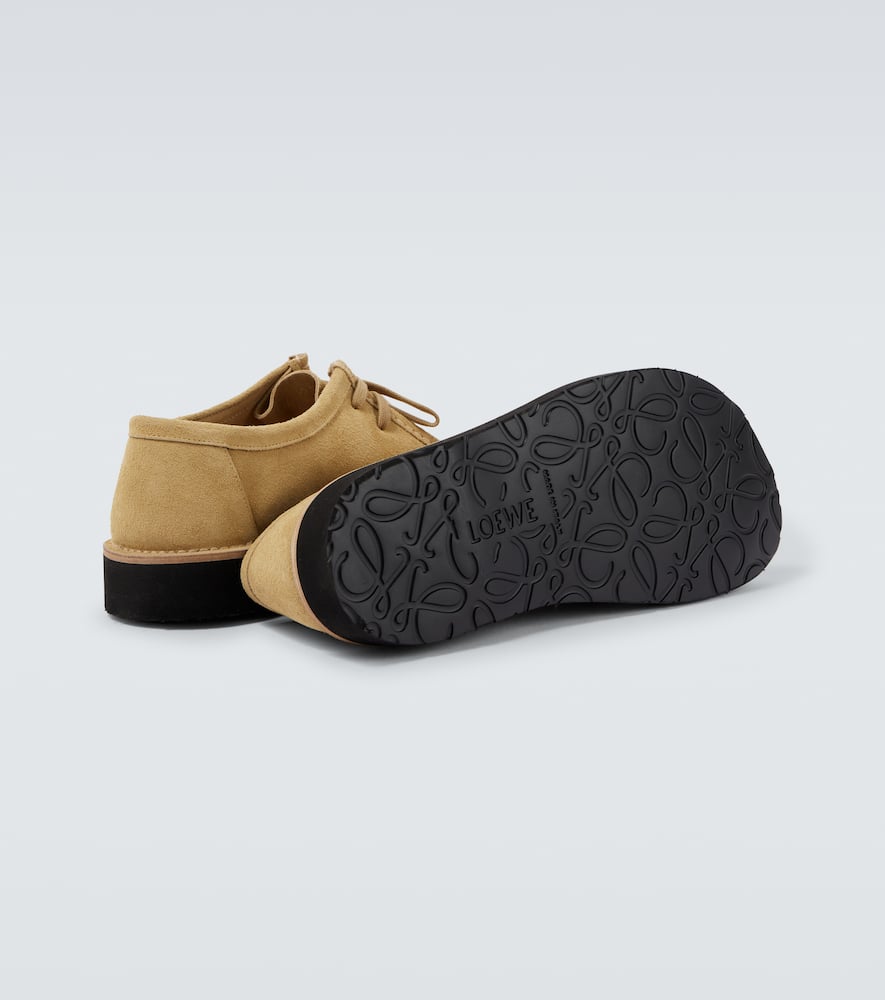 Loewe Faro Lace Up Shoes In Suede Calfskin In Brown