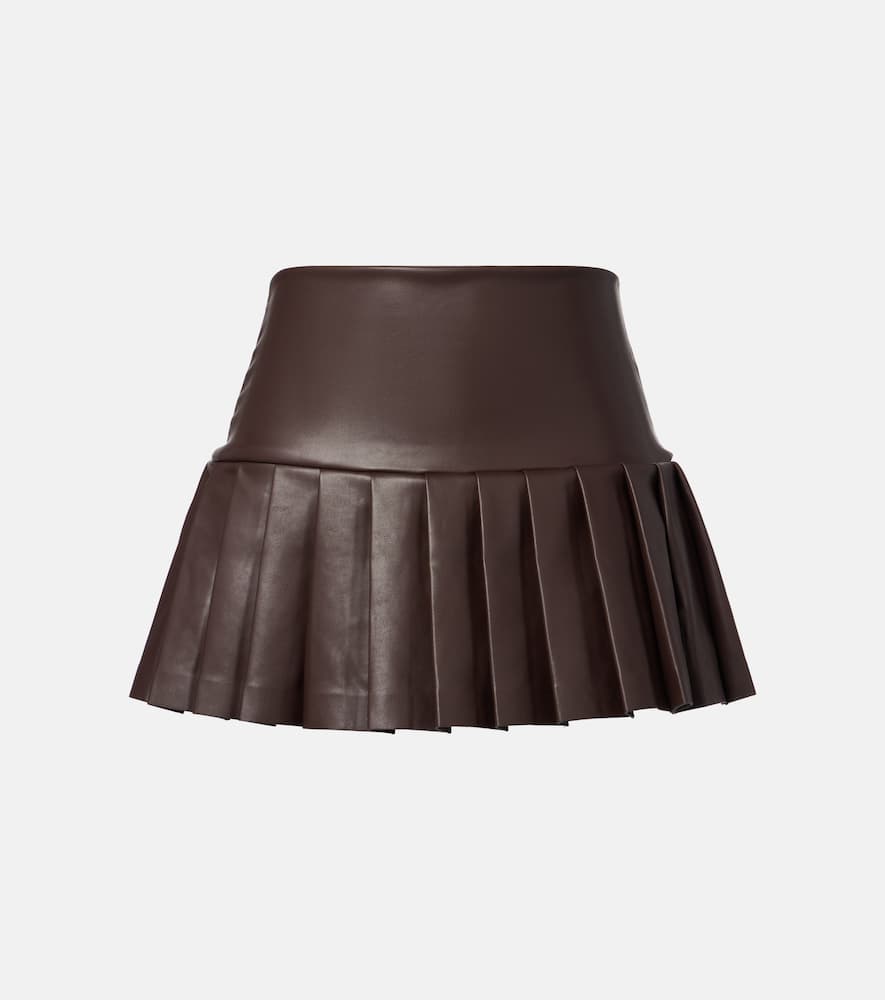 Pleated faux leather miniskirt