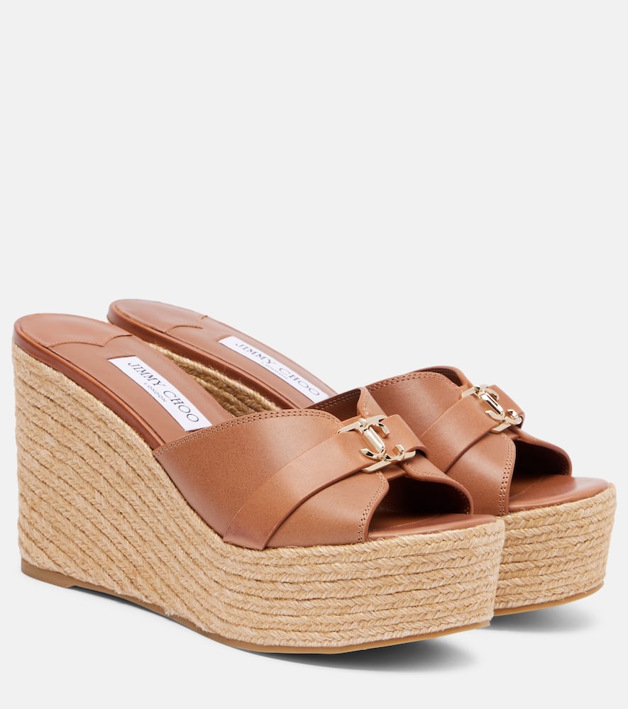 Leda 100 leather platform wedge sandals