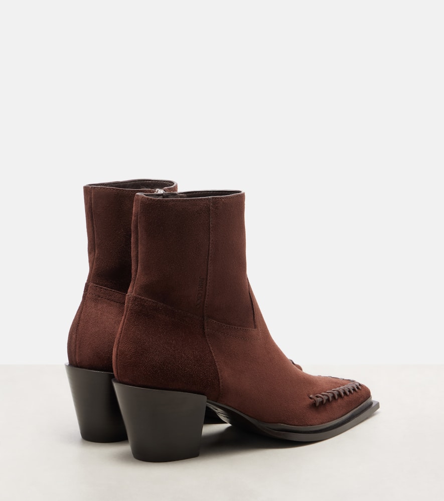 Jimmy Choo Cece 60 Suede Cowboy Boots In Brown