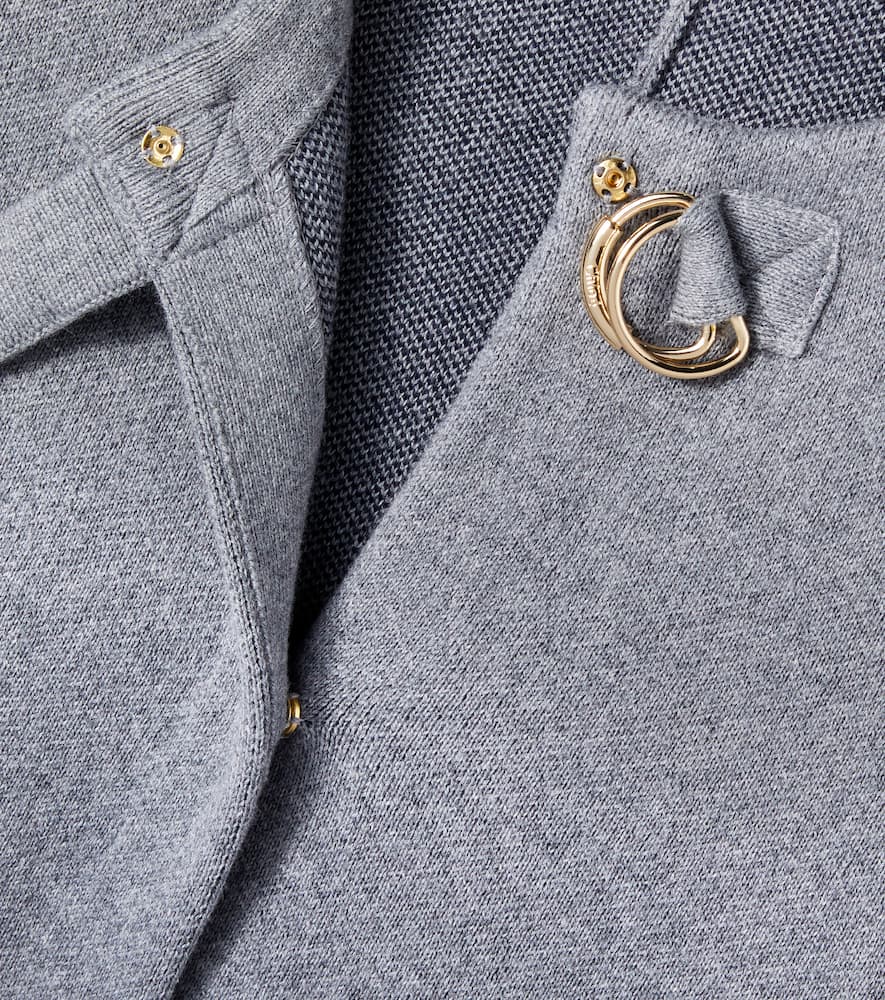 Chloé Kids Logo Cotton And Wool Cape In Gray