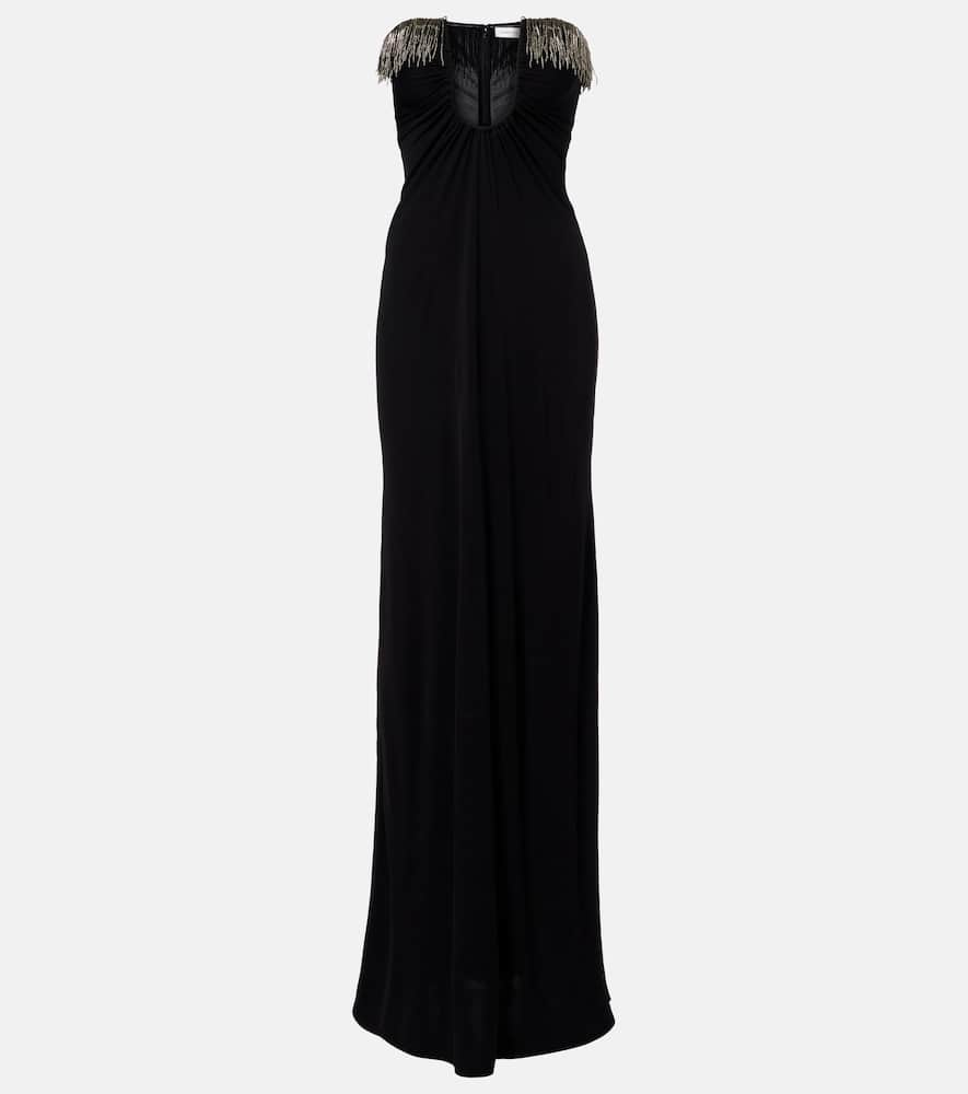 Christopher Esber Arced Palm Jersey Maxi Dress In Black