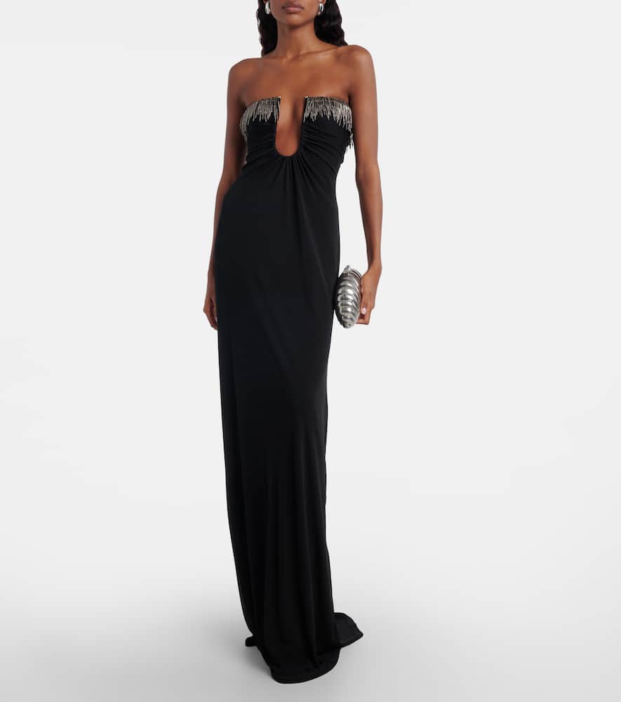 Christopher Esber Arced Palm Jersey Maxi Dress In Black