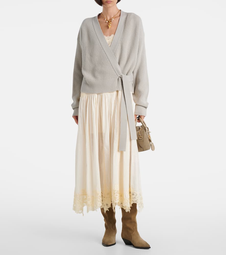 Jardin Des Orangers Wool And Cashmere Wrap Cardigan In Gray