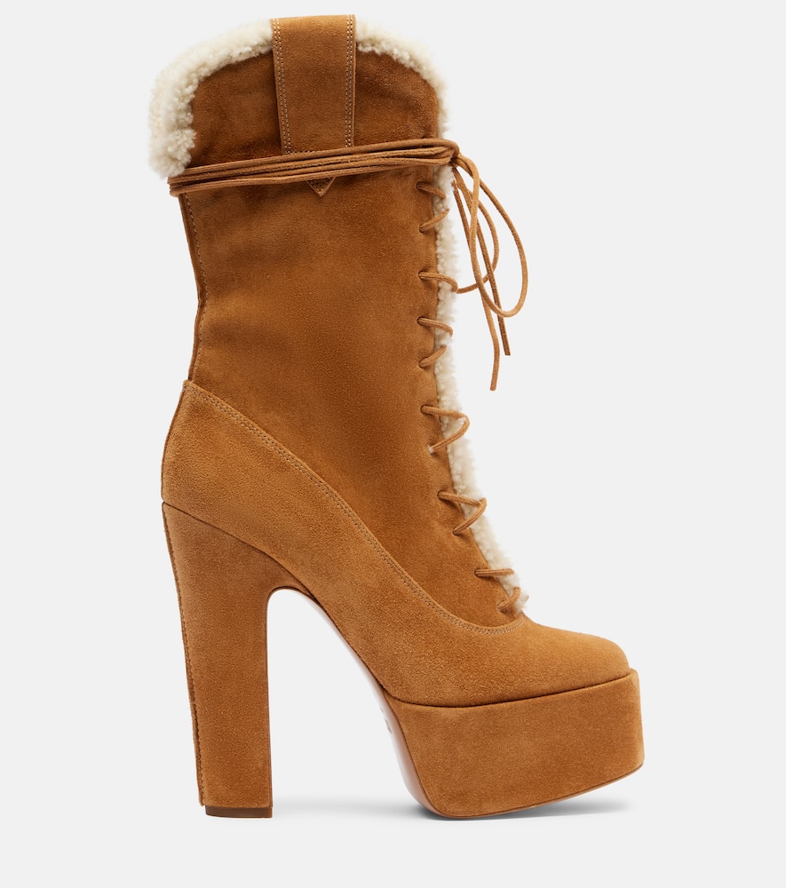 Paris Texas Malena 145 Suede Platform Lace-up Boots In Brown