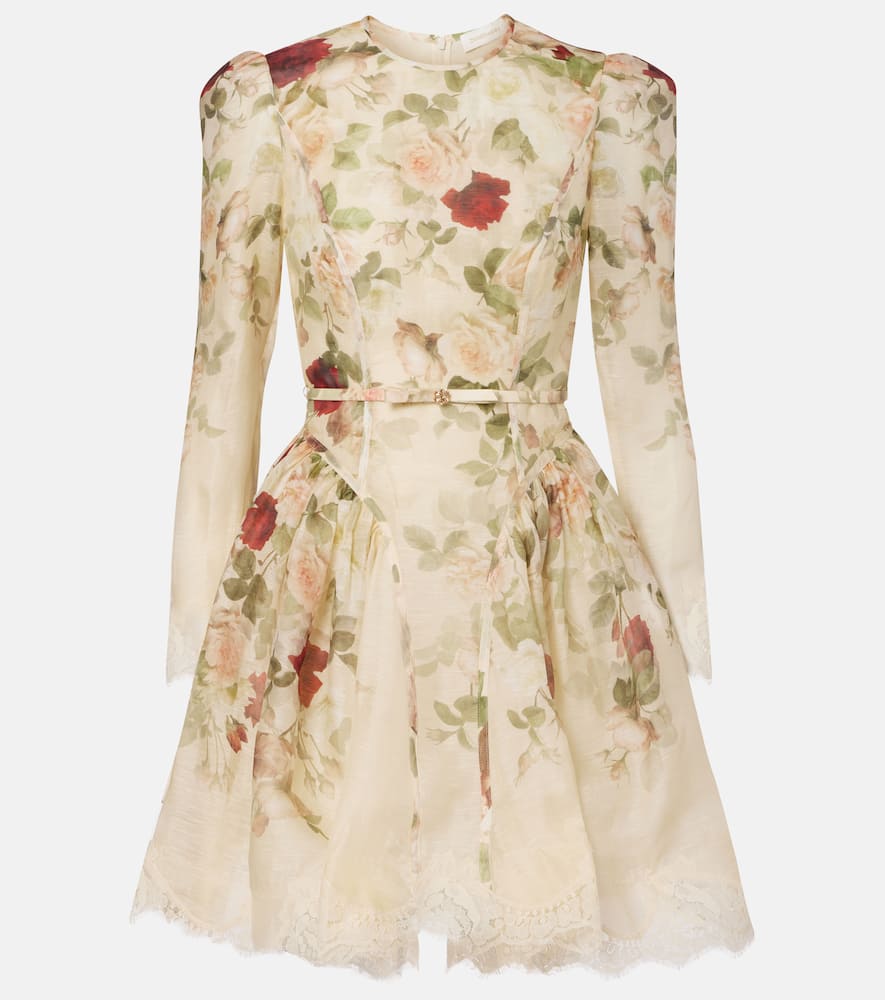 Zimmermann Womens Cream Cascade Hypnotic Lace Linen And Silk Mini Dress In White