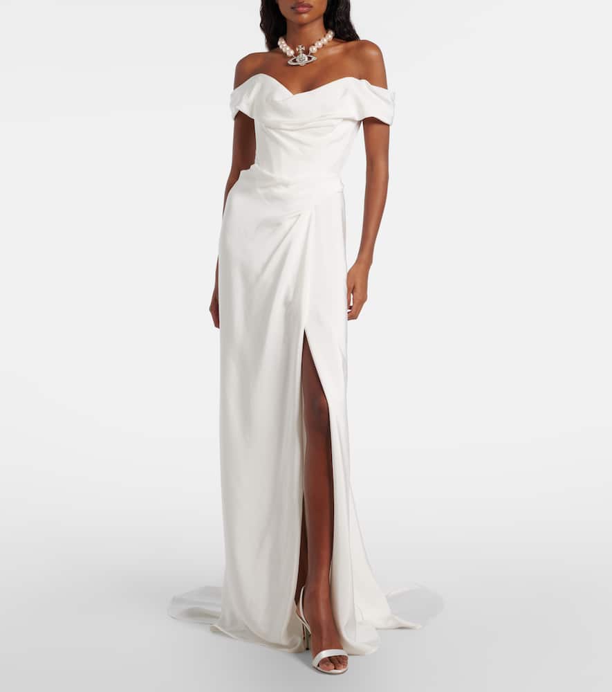 Vivienne Westwood Bridal Mabel Draped Off-shoulder Silk Gown In White