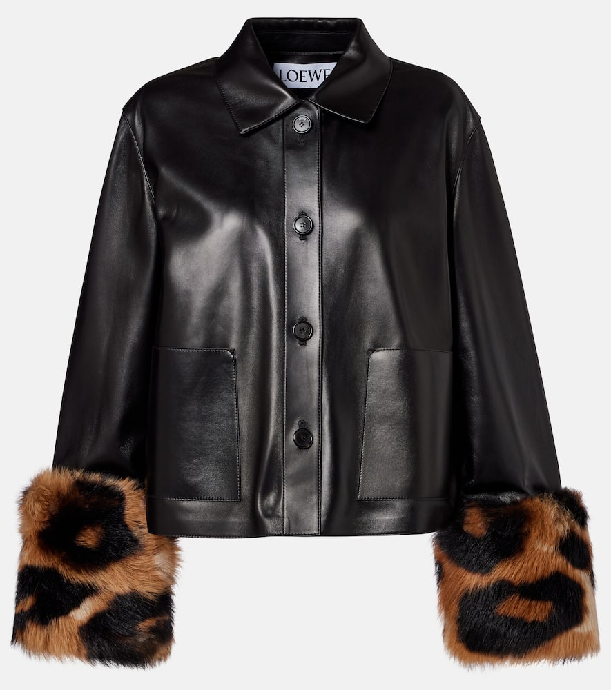 Loewe Leather Jacket In Black