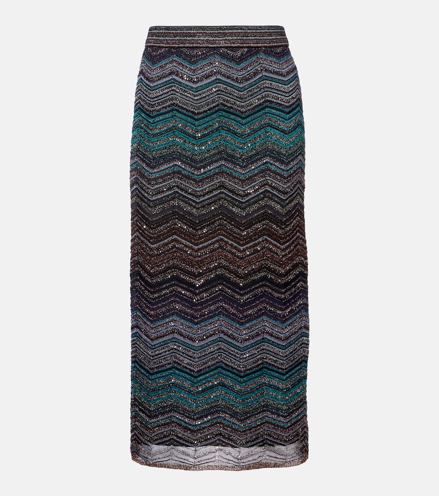 Missoni Zig Zag Lamé Midi Skirt In Multi
