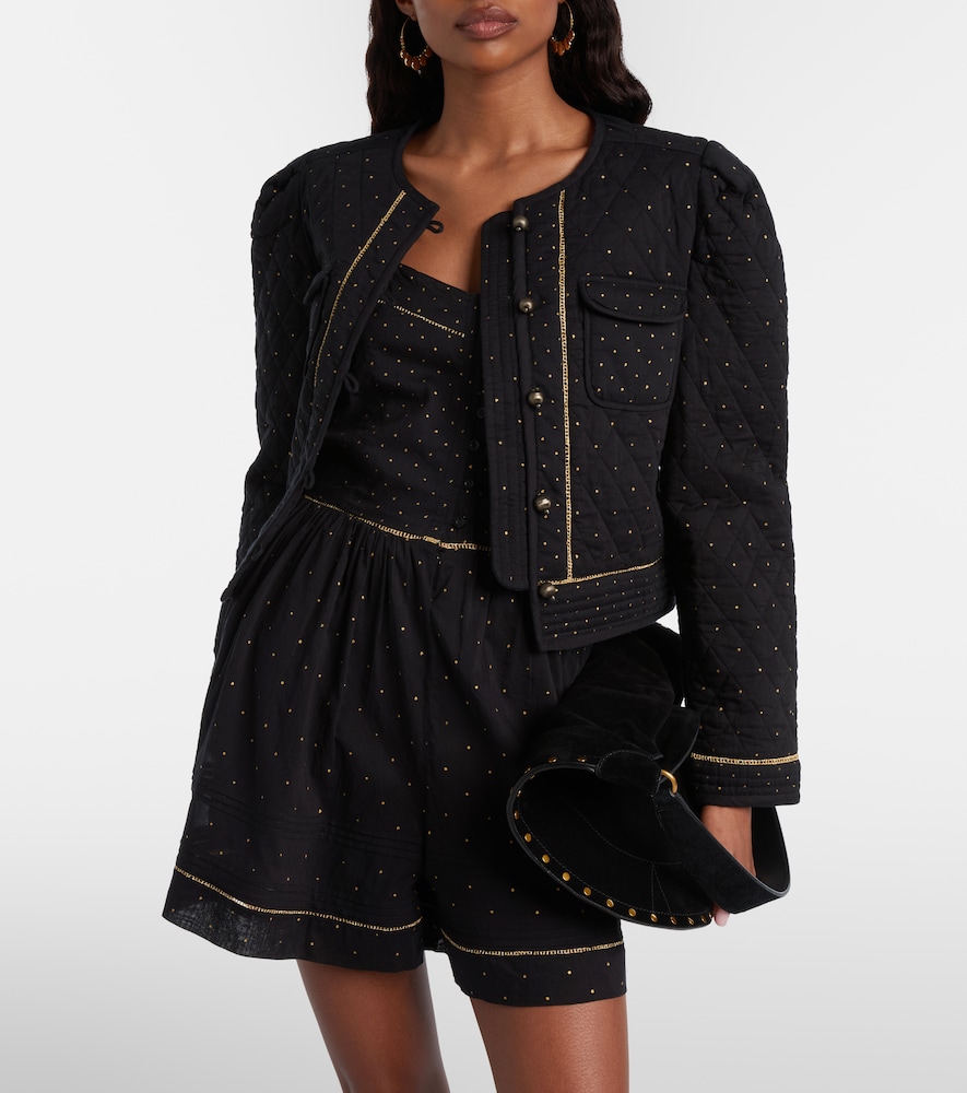 Marant Etoile Vania embellished cropped cotton jacket