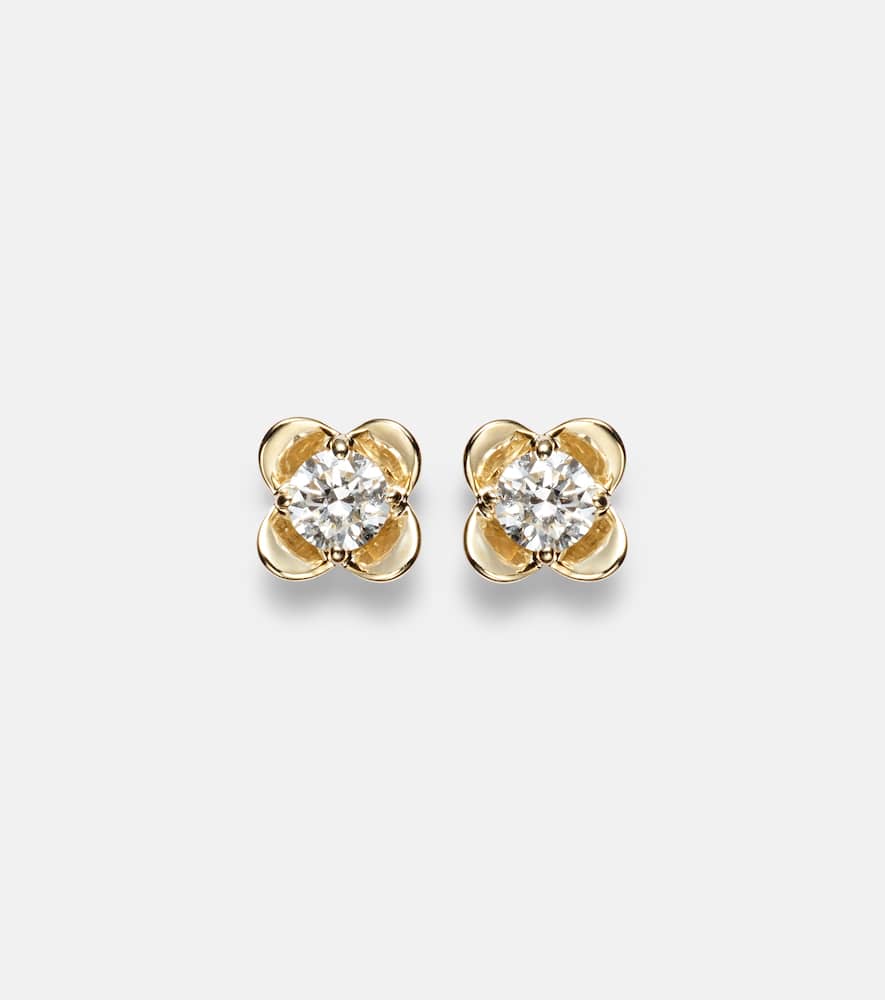 Orecchini Clover Mini in oro 14kt con diamanti