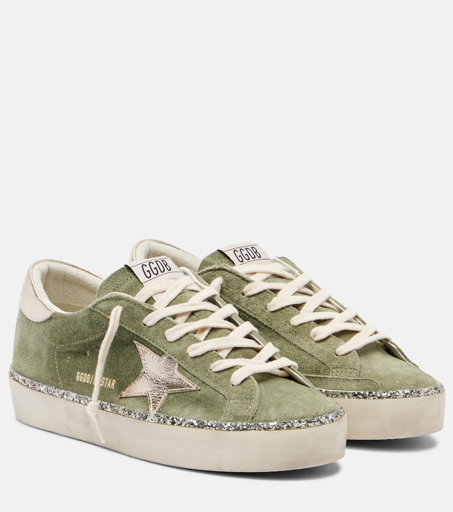 Golden Goose Sneakers Hi Star Aus Veloursleder Verziert Damen Grün Eu Größe 42