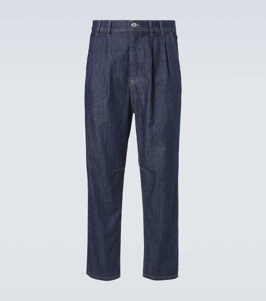 Brunello Cucinelli Men's Blue Pleated Tapered Jeans UK Size 42 - Mytheresa