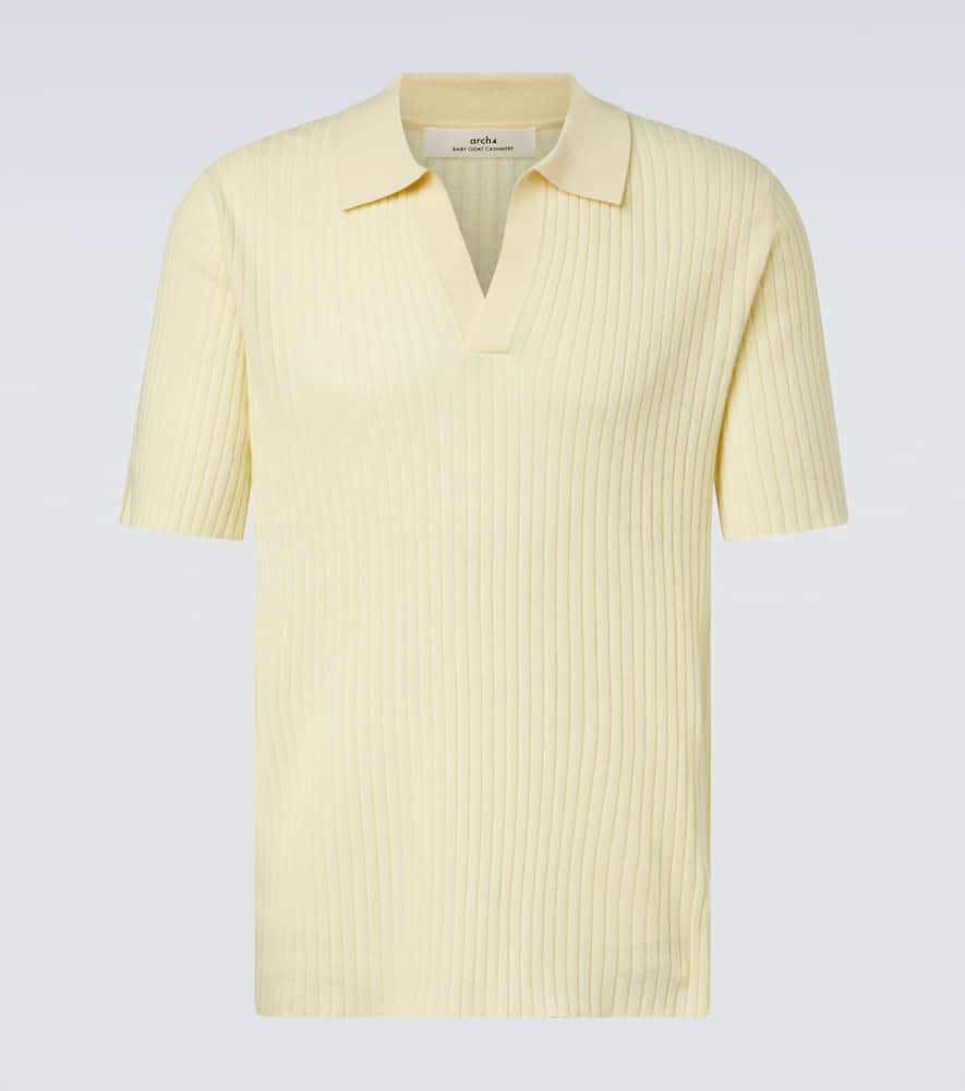 Arch4 Ribbed-knit Cashmere Polo Shirt In Yellow