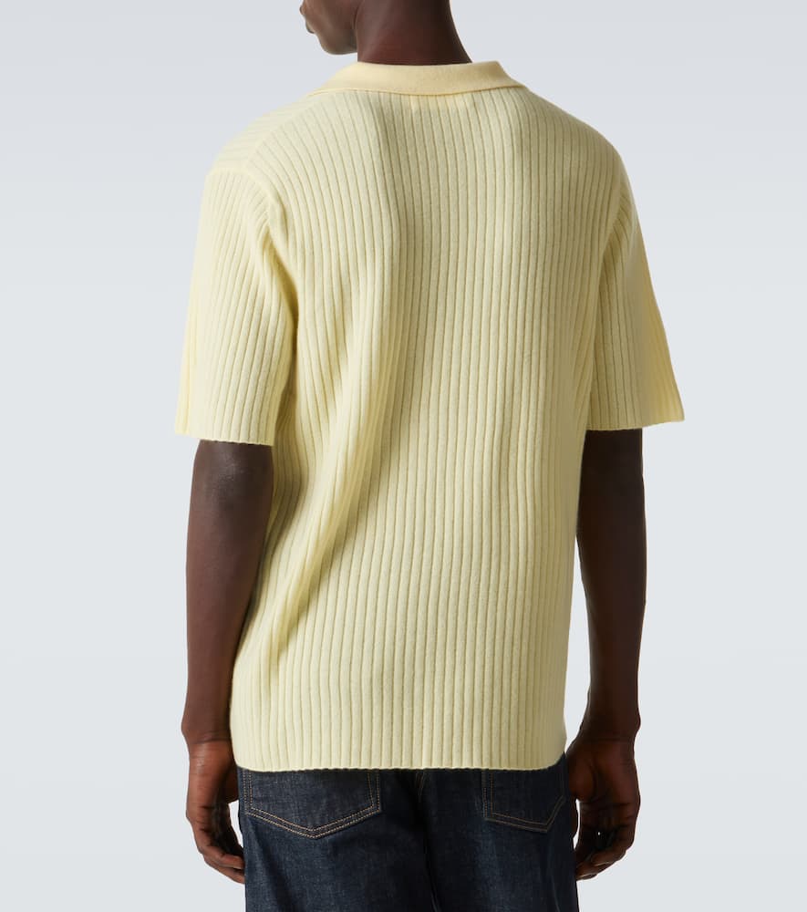 Arch4 Ribbed-knit Cashmere Polo Shirt In Yellow