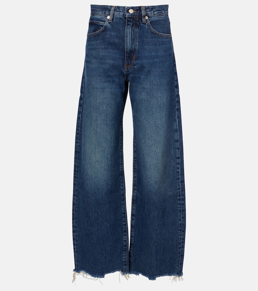 Frame Bow frayed barrel-leg jeans