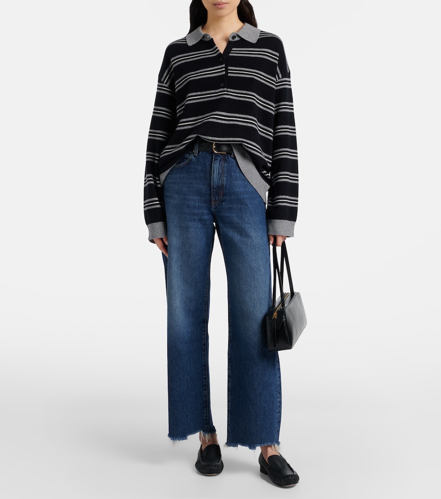 Frame Bow frayed barrel-leg jeans