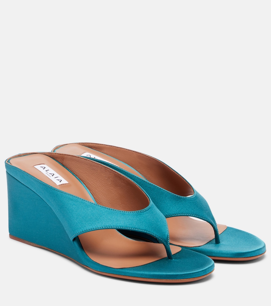 Alaia Alaïa Cube satin wedge thong sandals