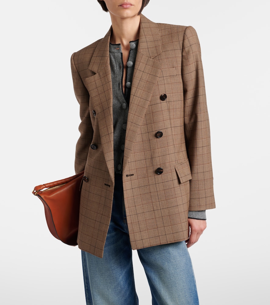 Chloé Checked Wool Blazer In Brown