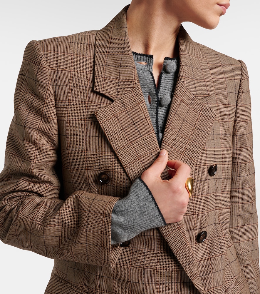 Chloé Checked Wool Blazer In Brown