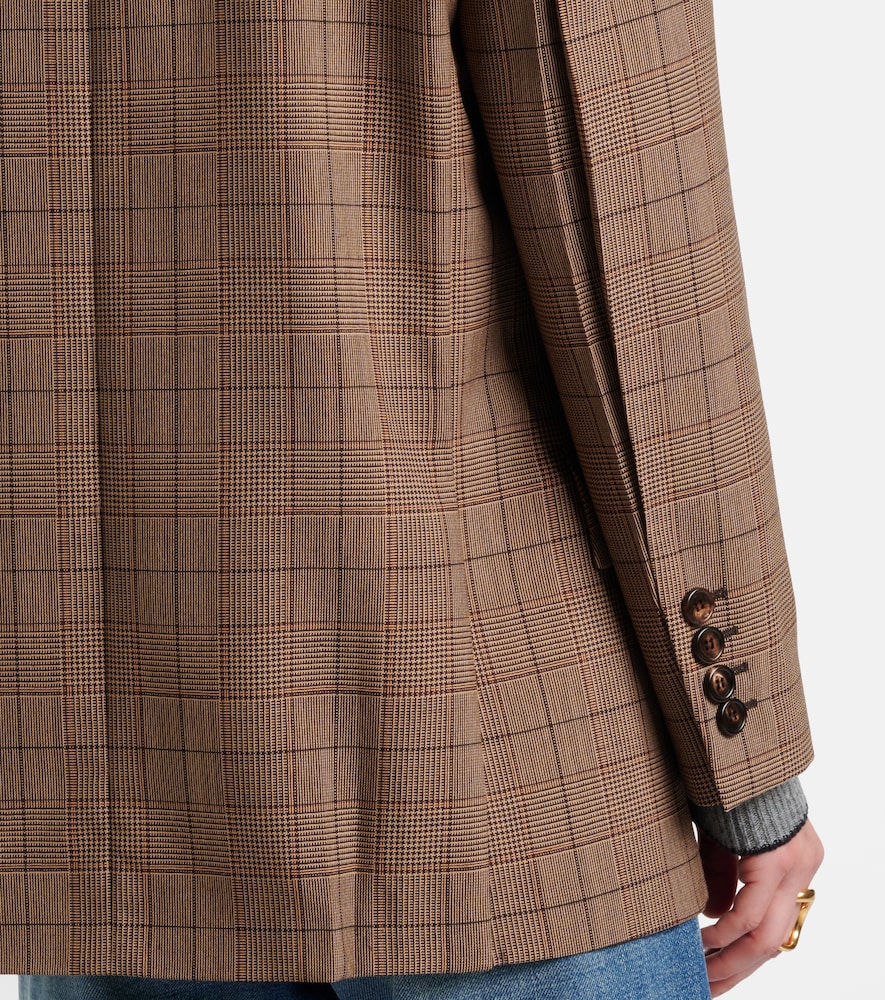 Chloé Checked Wool Blazer In Brown
