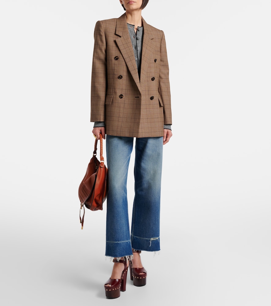 Chloé Checked Wool Blazer In Brown