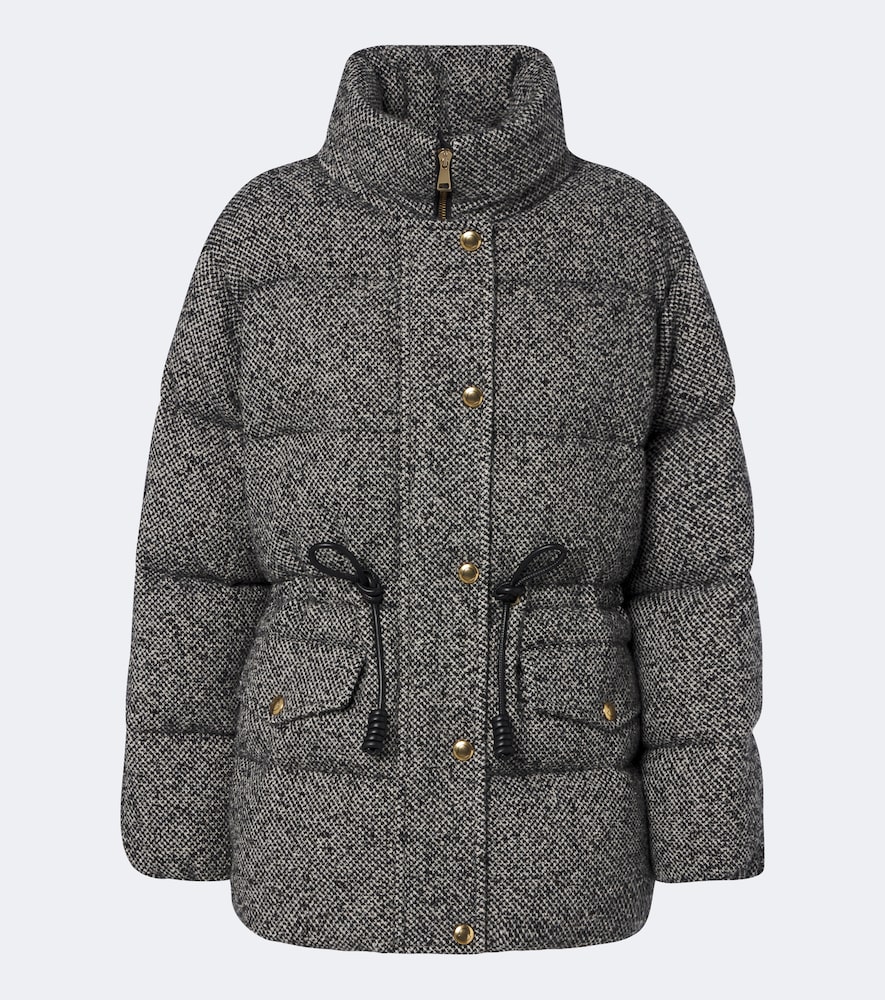 Moncler Women's Grey Wool-Blend Tweed Down Jacket UK Size 6 - Mytheresa