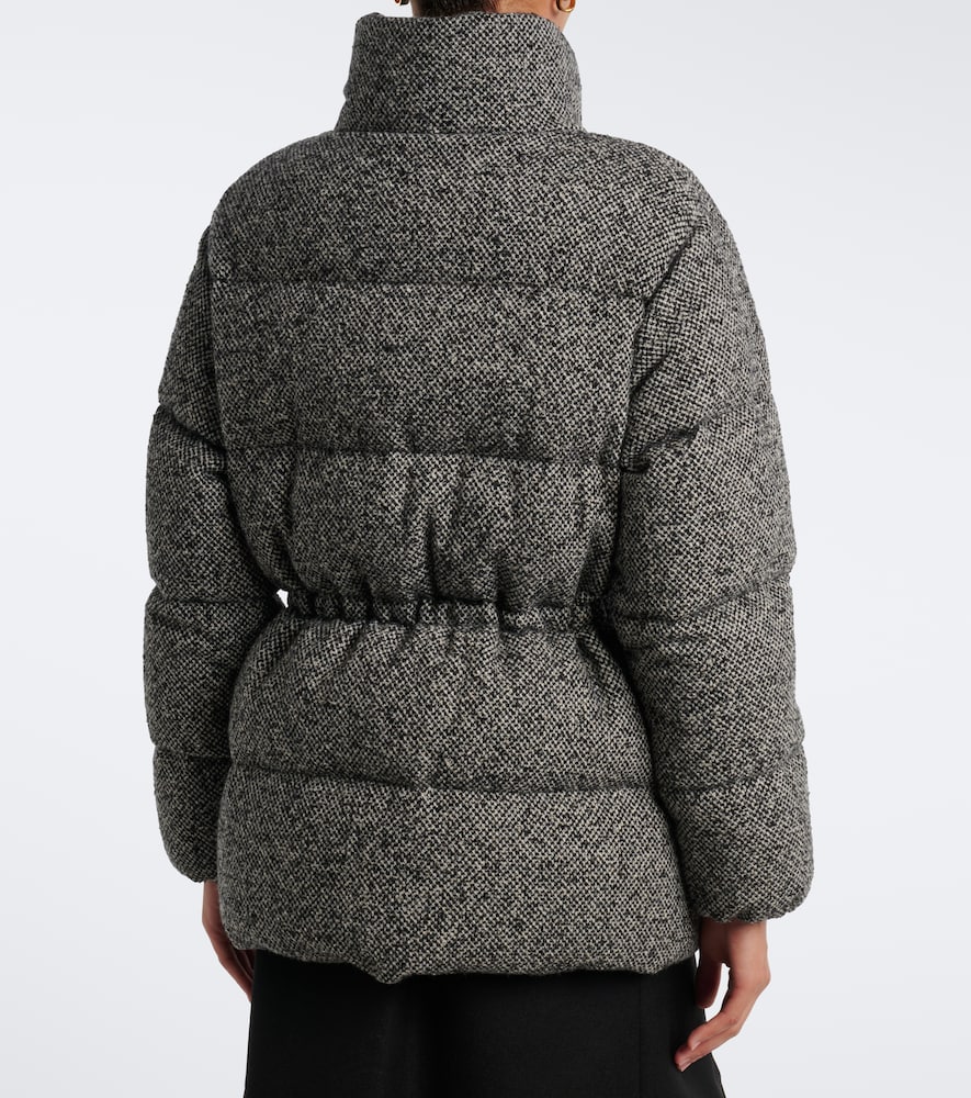 Wool-Blend Tweed Down Jacket
