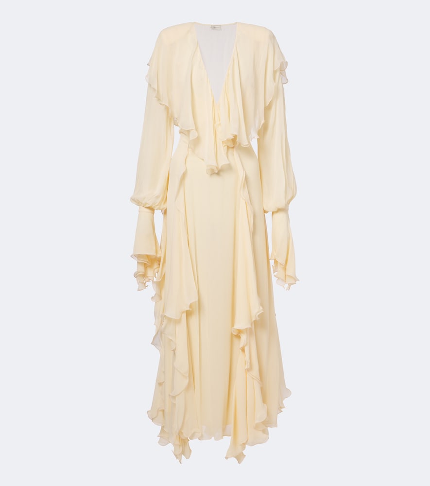 Blumarine Ruffled Maxi Dress In Beige