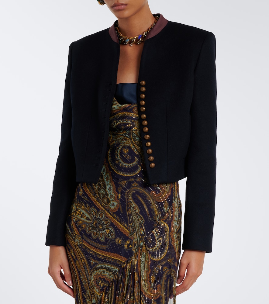 Etro Wool-blend Jacket In Blue