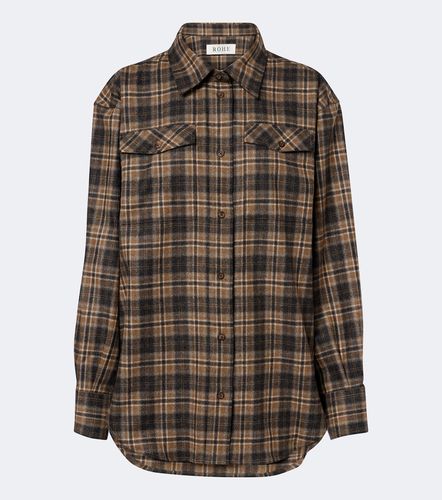 Rohe Róhe Checked Wool-blend Overshirt In Brown