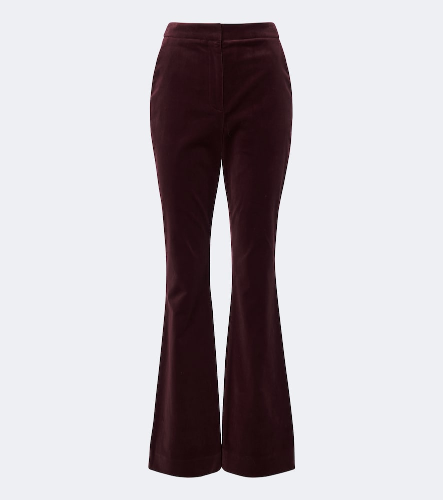 Veronica Beard Gracie Cotton-blend Velvet Flared Pants In Brown