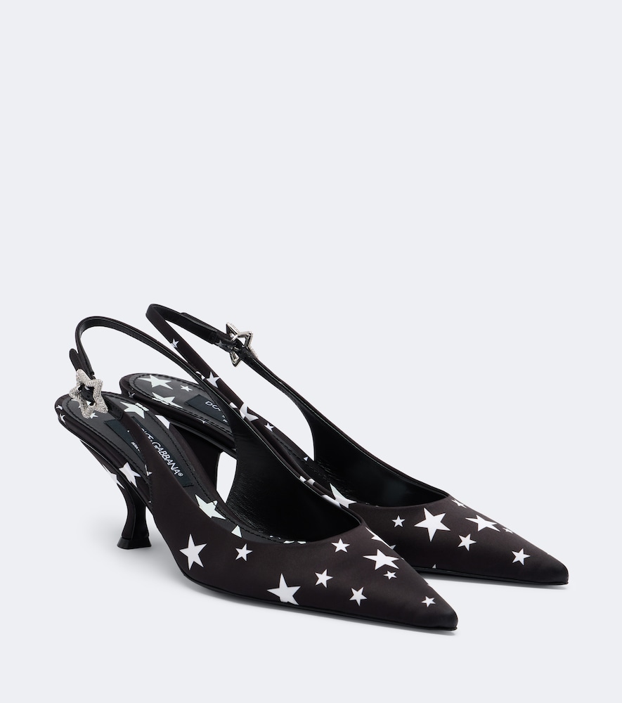 Pumps slingback in raso con stampa