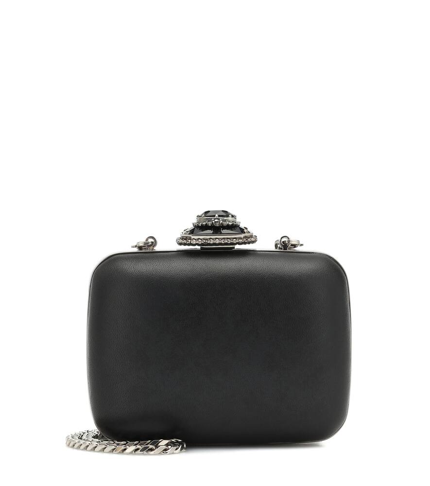 Click to view more detailed imagery on our partner's website Alexander Mcqueen Mini Embellished Leather Clutch In Black